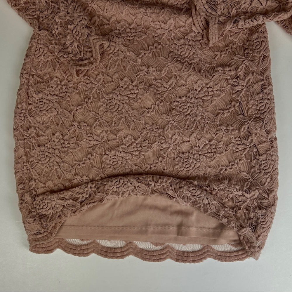 Fire Los Angeles Long Sleeve Floral Lace Knee Length Dress Fully Lined Junior L - Picture 10 of 10